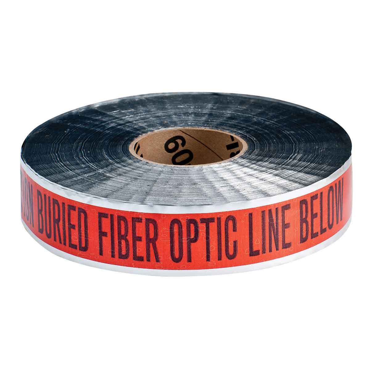 91606 Metal Detectable Underground Line Warning Tape, Black on Orange, 1000 ft L x 2 in W x 5 mil THK