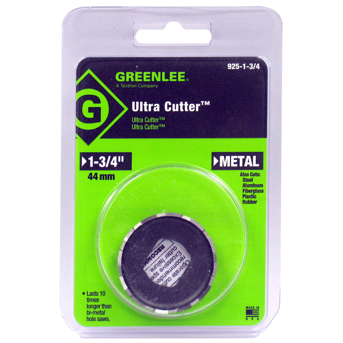 925-1-3/4 Ultra Hole Saw With Fixed Pockets, 1-3/4 in Dia, 1/4 in D Cutting, HSS Cutting Edge, 1/2 in Arbor