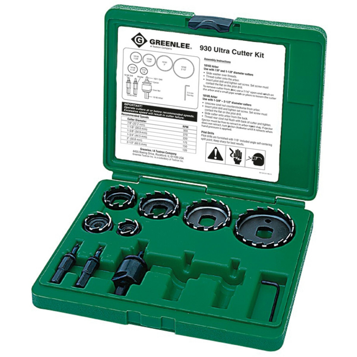 930 Ultra Hole Cutter Kit, 6 Pieces, For Use With 1/2 to 2 in Conduit, HSS