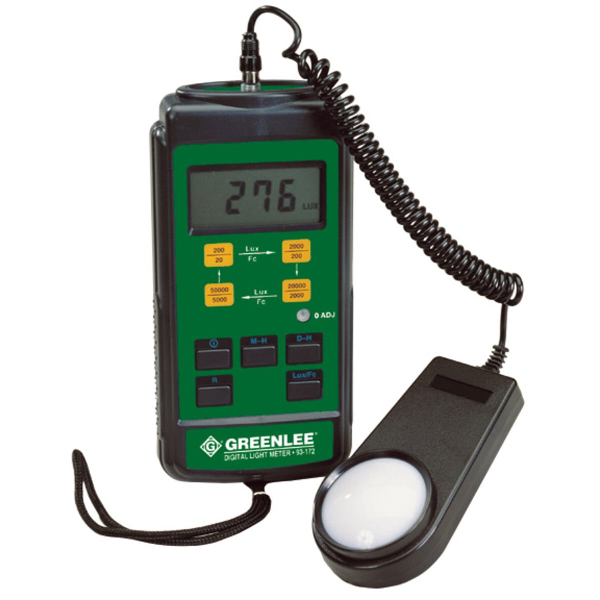 93-172 Digital Light Meter, 0.01 to 5000 FC, 0.1 to 50000 lux Measuring, +/-4% Incandescent Light Source, +/-7% Other Light Source Accuracy, LCD Display
