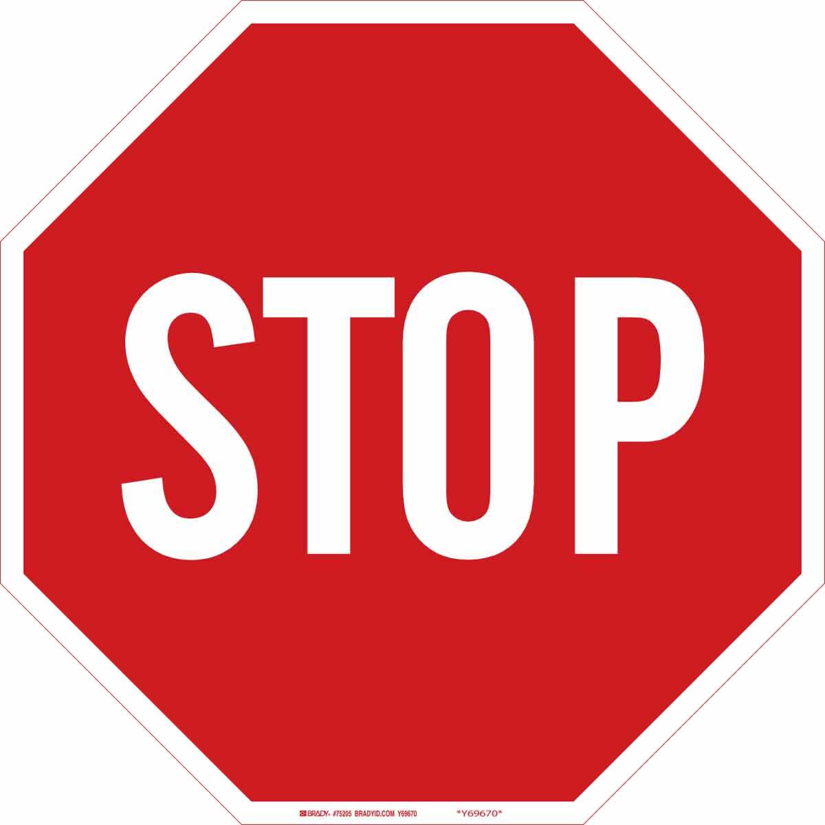 94143 Octagonal Traffic Sign, Text, B-959 Aluminum, Fastened Mount, 24 in H x 24 in W, White on Red