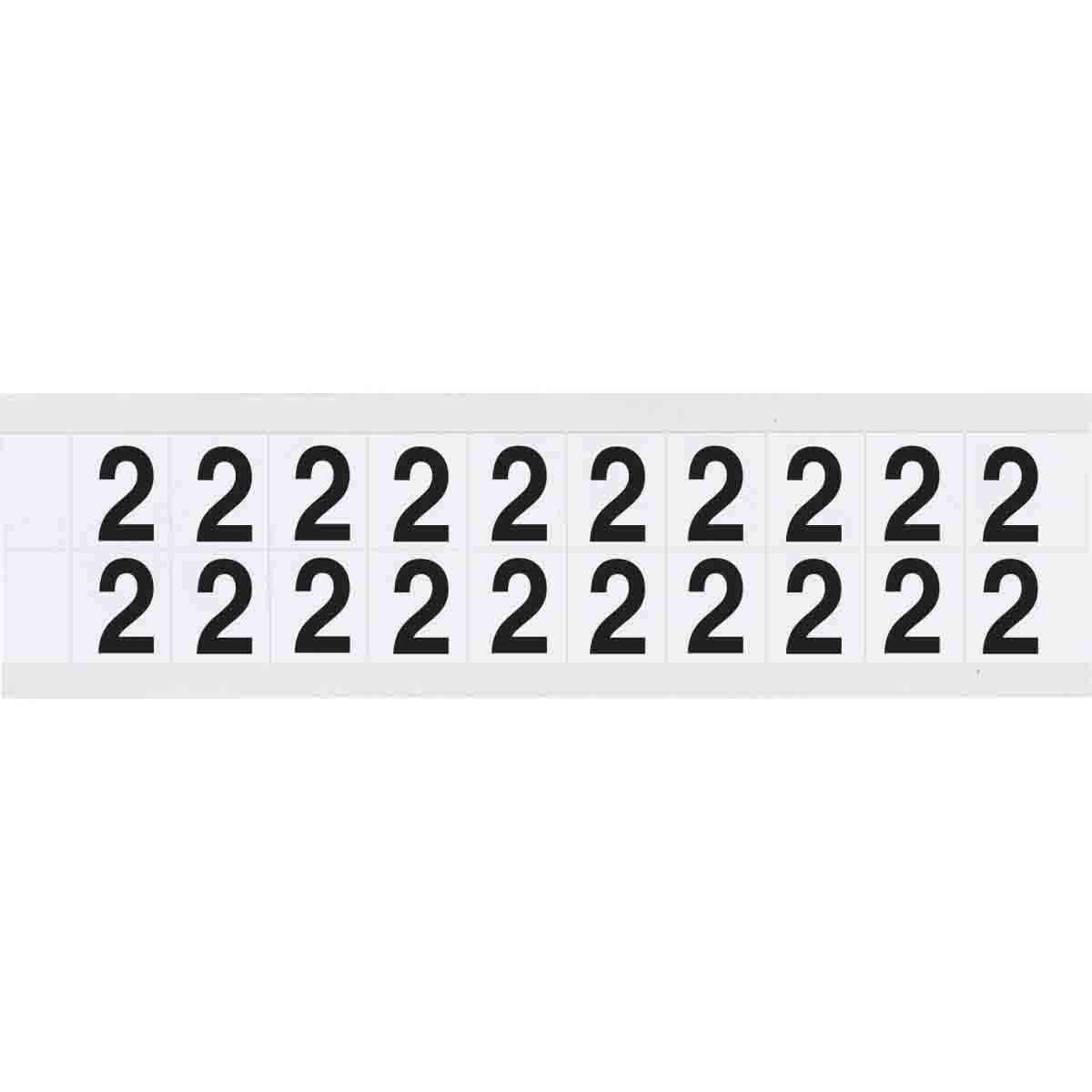 9712-2 High Quality Non-Reflective Standard Number Label, Black 2 Character, 5/8 in H x 0.466 in W, White Background, B-946 Vinyl
