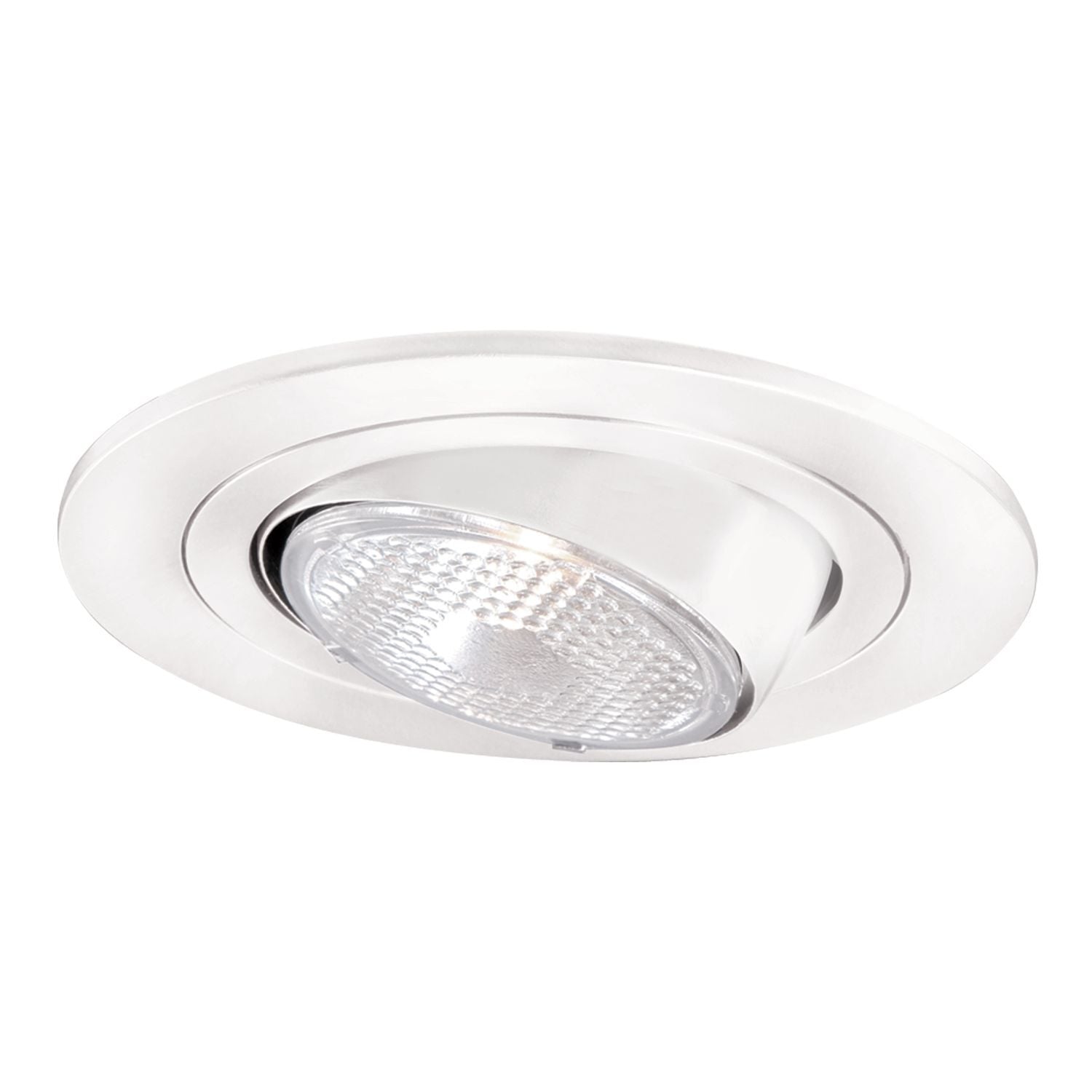 996P Halo 996 15 deg Tilt Circle Lighting Trim, 4 in Dia Inside x 5-1/16 in Dia Outside, Incandescent Lamp, For Use With H99TAT, H99ICAT Housing and H7 Downlight Fixture, Aluminum