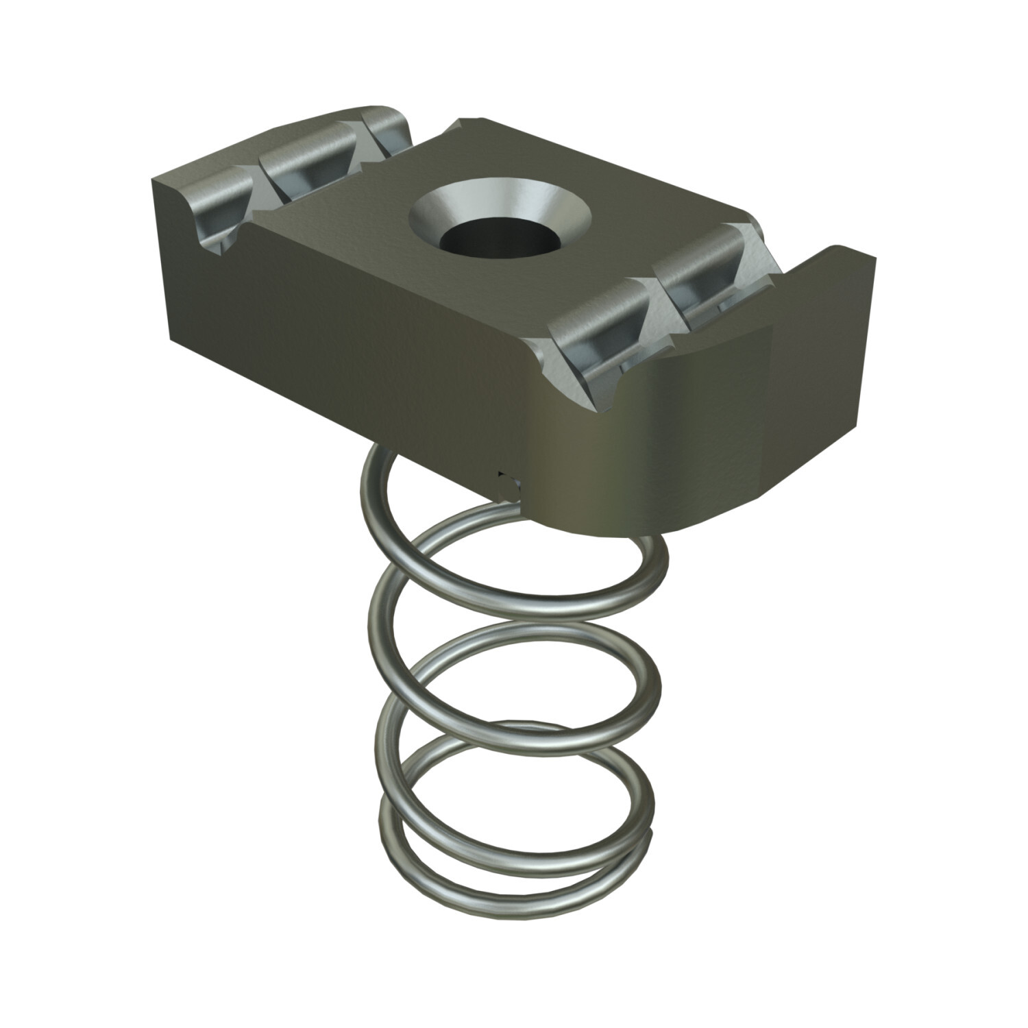 A1008-EG Channel Nut With Spring, For Use With A1000 Channel, 3/8-16 Thread, Mild Steel