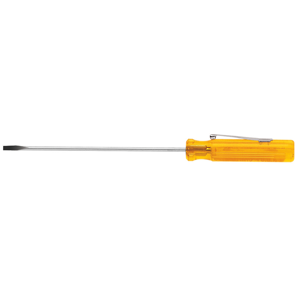A130-3 Pocket Clip Screwdriver, 1/8 in Slotted Point, Steel Shank, 4-7/8 in OAL, Plastic Handle, Polished Chrome/Nickel Plated/Black Tipped, ANSI/ASME Specified