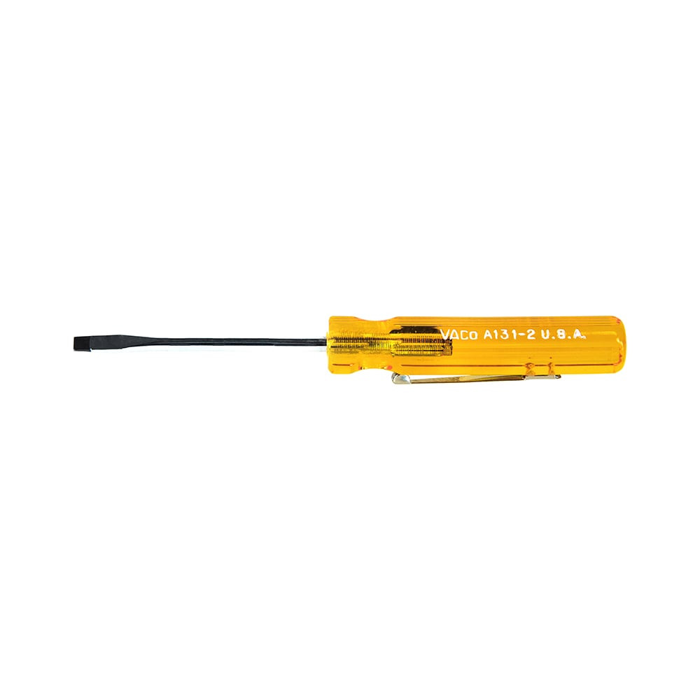 A131-2 Pocket Clip Screwdriver, 1/8 in Slotted Point, Steel Shank, 4-7/16 in OAL, Plastic Handle, Polished Chrome/Nickel Plated/Black Tipped, ANSI/ASME Specified