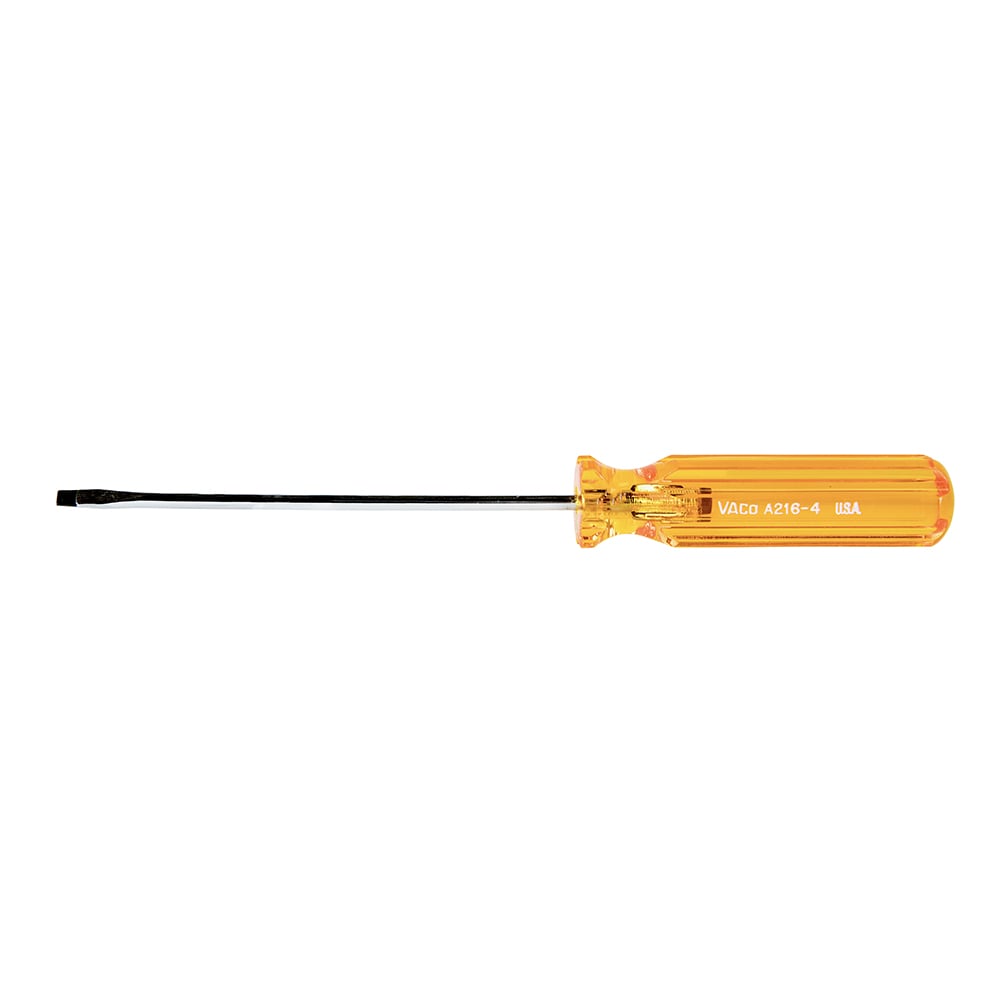 A216-4 Screwdriver, 1/8 in Cabinet Point, Steel Shank, 7 in OAL, Plastic Handle, Polished Chrome, ANSI/ASME Specified