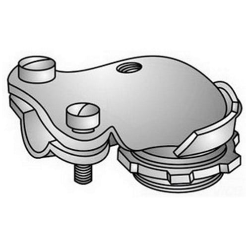 ACV-938 Type ACV Screw Clamp Connector With Locknut, 3/8 in Trade, 23/64 to 21/32 in Cable Openings, For Use With Armored/FMC/Non-Metallic/Service Entrance Cable, Malleable Iron, Zinc Electroplated