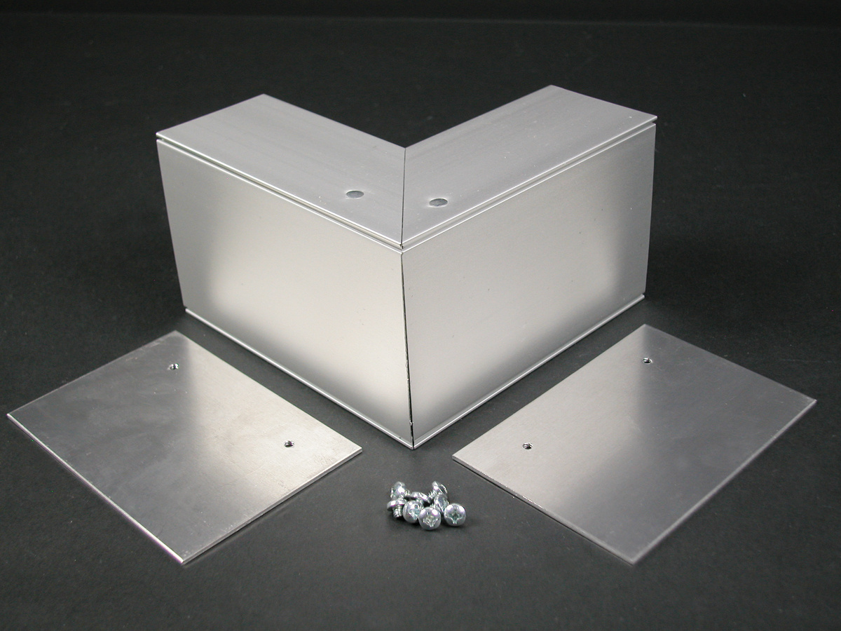 Raceway Elbow, External, 90 deg Bend, For Use With: AL3300 Series Raceway, Aluminum, Satin Anodized, 4-7/8 in L