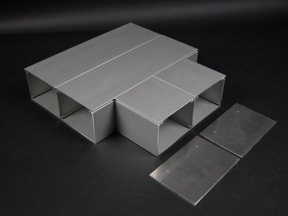 Raceway Tee Fitting, Dual Channel, 2-3/4 in OD, For Use With: ALA3800 Series Large Raceway, Aluminum, Satin Anodized, 9 in L x 9 in W