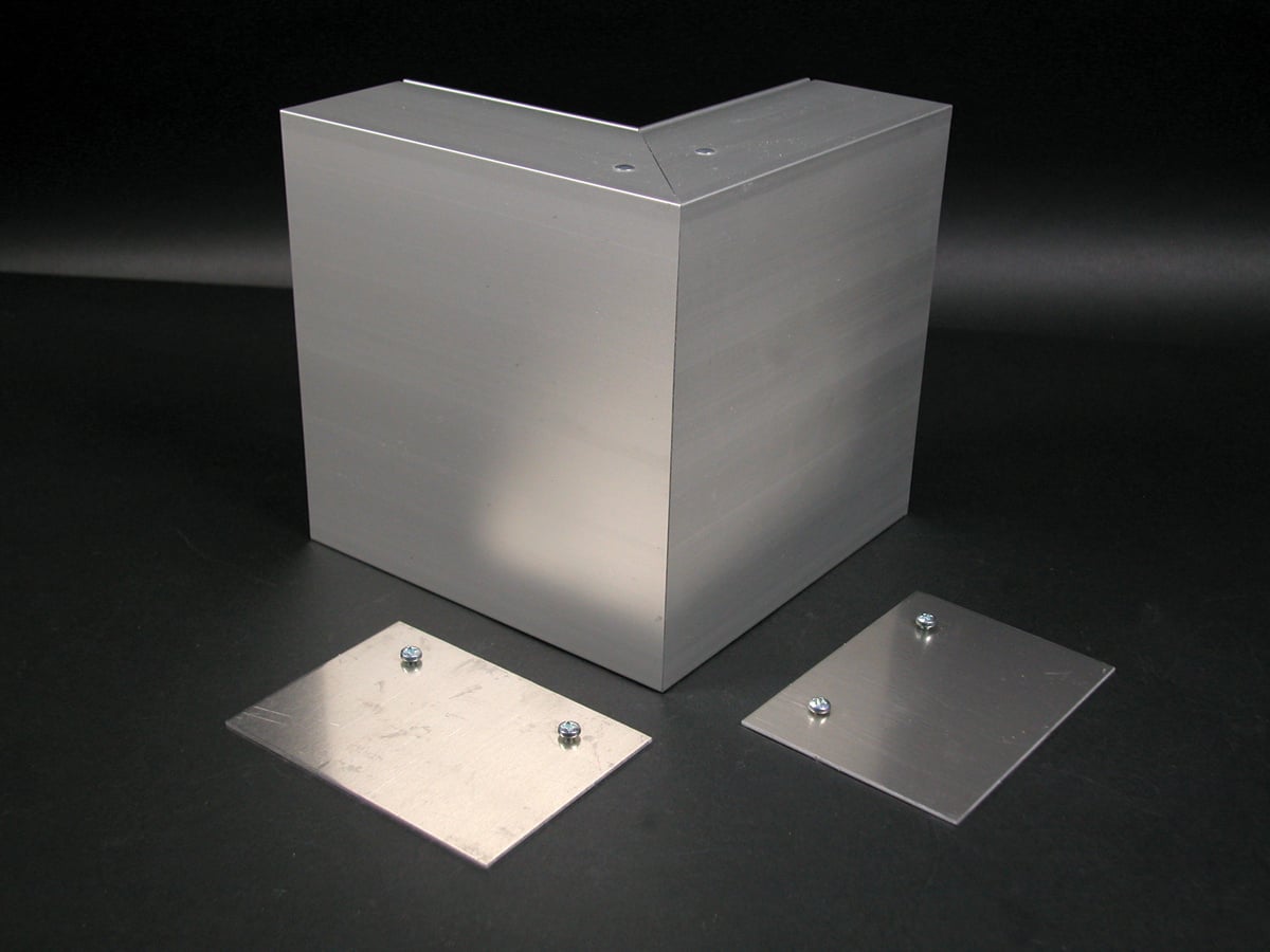 Raceway Elbow, Internal Mitered, 90 deg Bend, 2-3/4 in OD, For Use With: ALA3800 Series Large Raceway, Aluminum, Satin Anodized, 6 in L