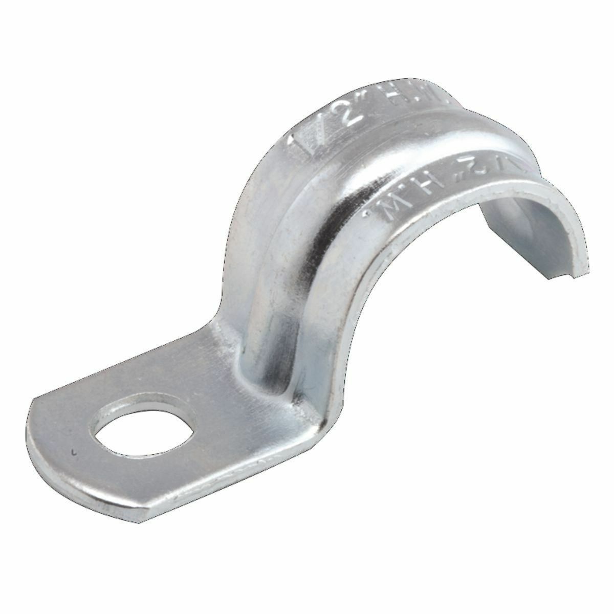 1332 1-Hole 1-Piece Push-On Conduit Strap, 1/2 in, For Use With Rigid/IMC Conduit, Steel, Electro-Plated Zinc