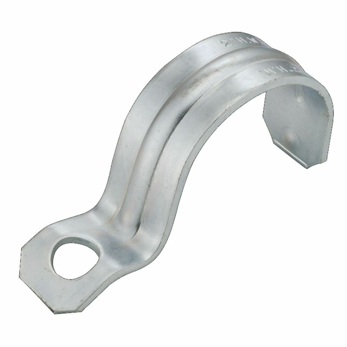 1338 1-Hole 1-Piece Push-On Conduit Strap, 2 in, For Use With Rigid/IMC Conduit, Steel, Electro-Plated Zinc
