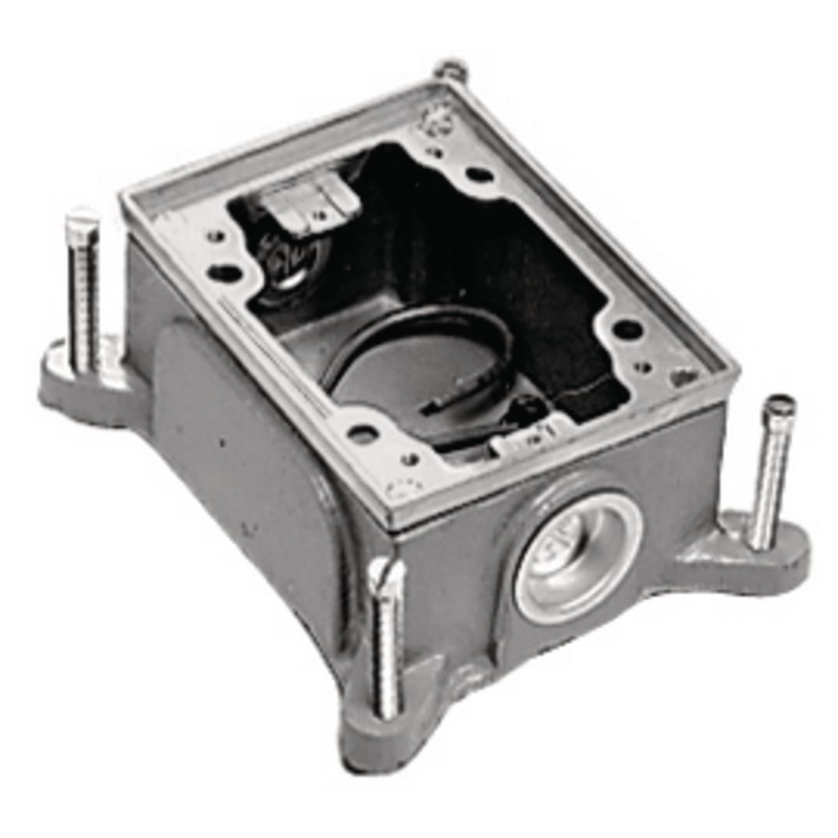BA2414 Semi Adjustable Shallow Standard Sized Floor Box, Cast Iron, 16 cu-in Capacity, 1 Gangs, 4 Knockouts, 4.19 in L x 5.46 in W x 2 in H