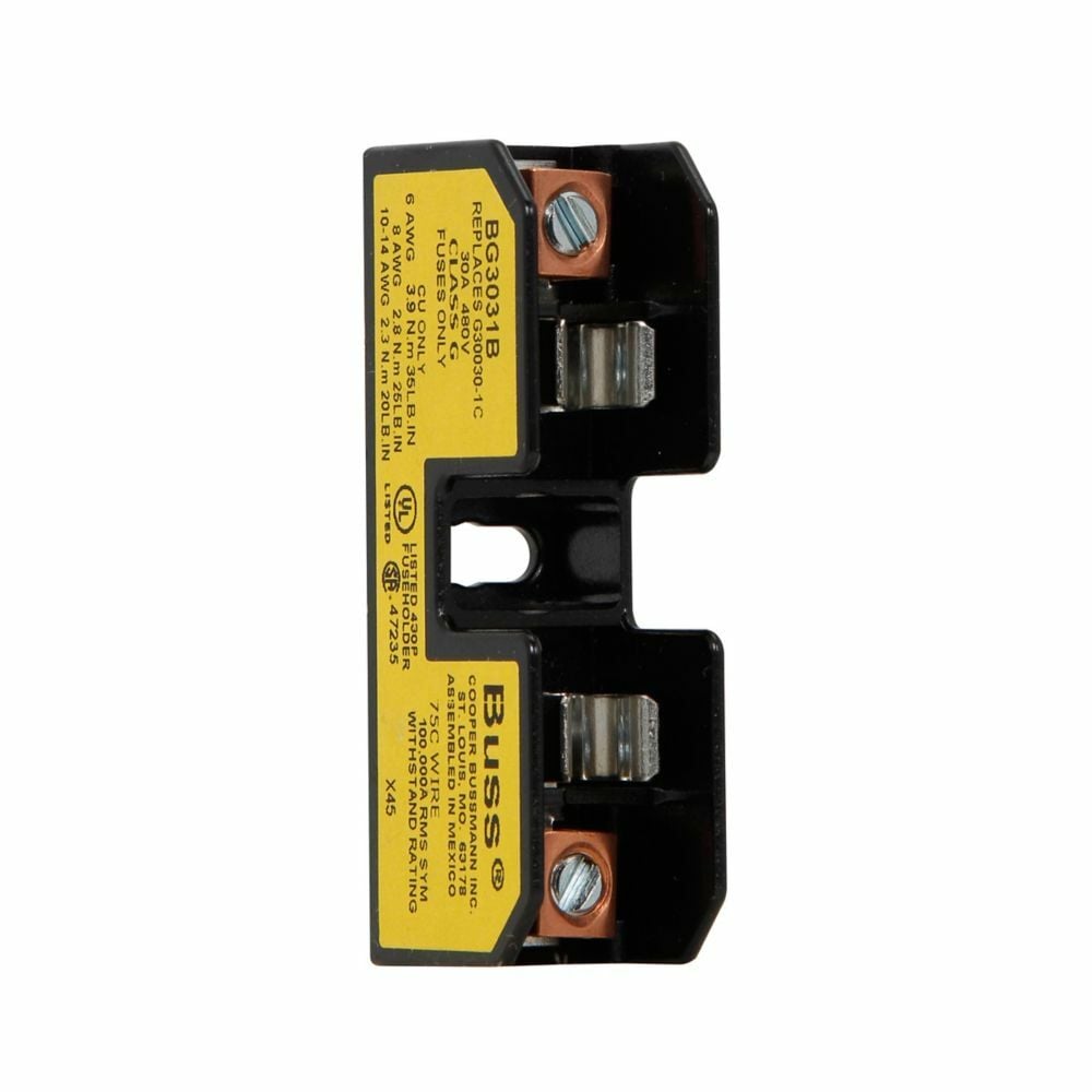 BG3031B Open Fuse Block, 480 V, 25 to 30 A, Class: G, 14 to 6 AWG Wire, 1 Pole