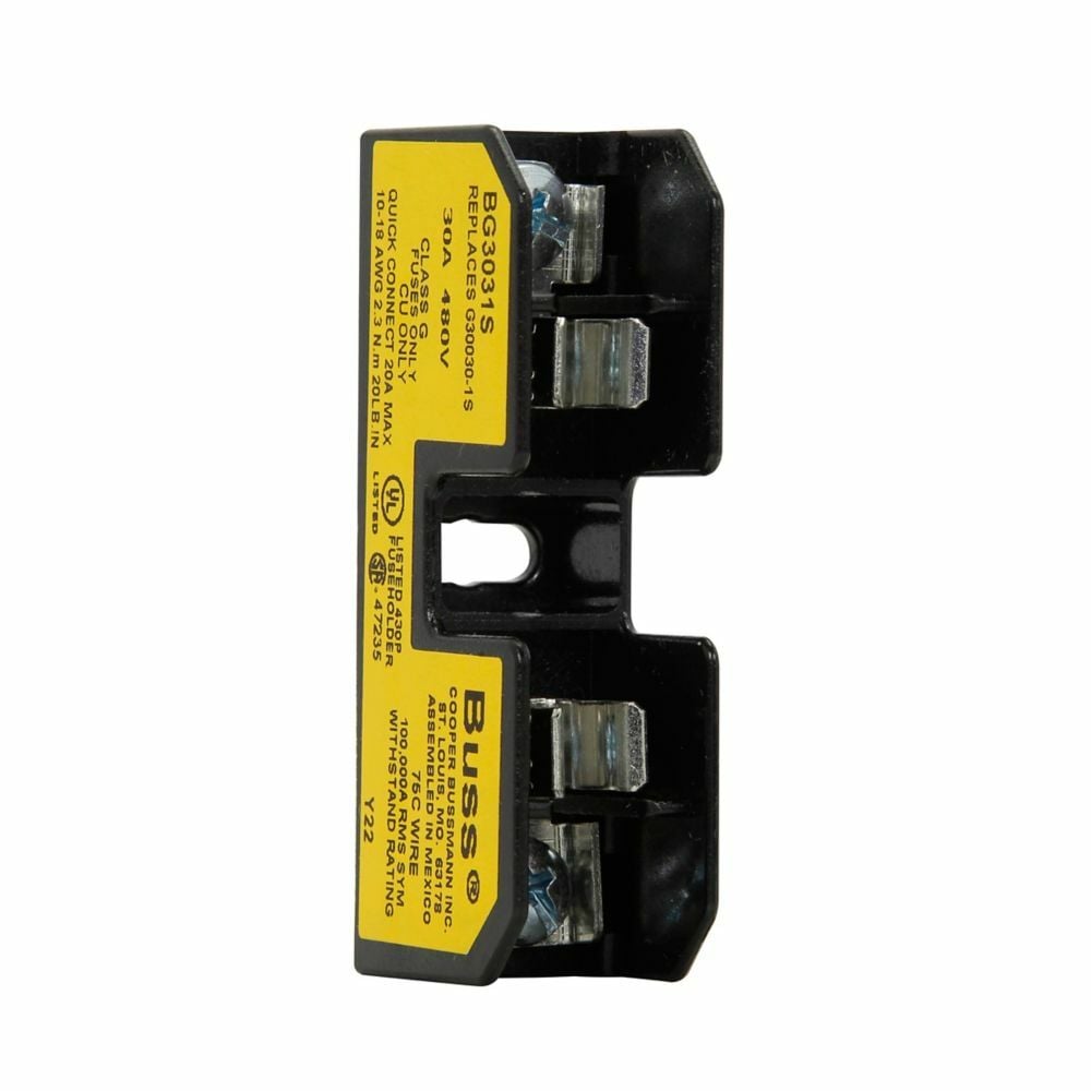 BG3031P BG Series Open Fuse Block With Pressure Plate, 480 V, 25 to 30 A, Class: G, 18 to 10 AWG Wire, 1 Poles