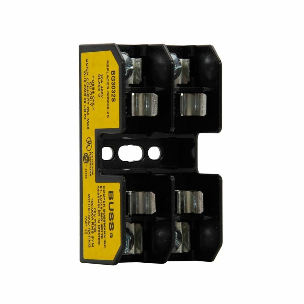 BG3032P Open Fuse Block With Pressure Plate, 480 V, 25 to 30 A, Class: G, 14 to 10 AWG Wire, 2 Poles