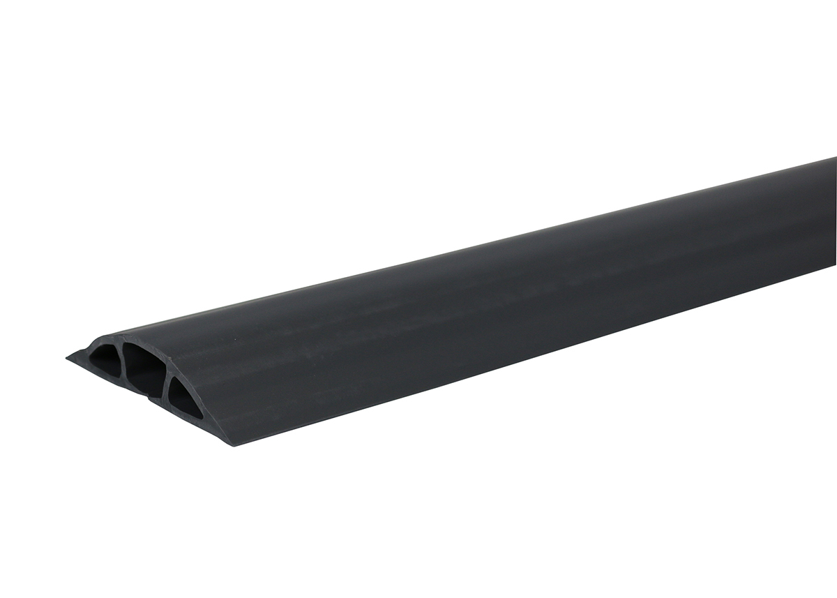 5' Nonmetallic Pancake Overfloor Raceway. Accepts up to 1/2" cable diameter. Black