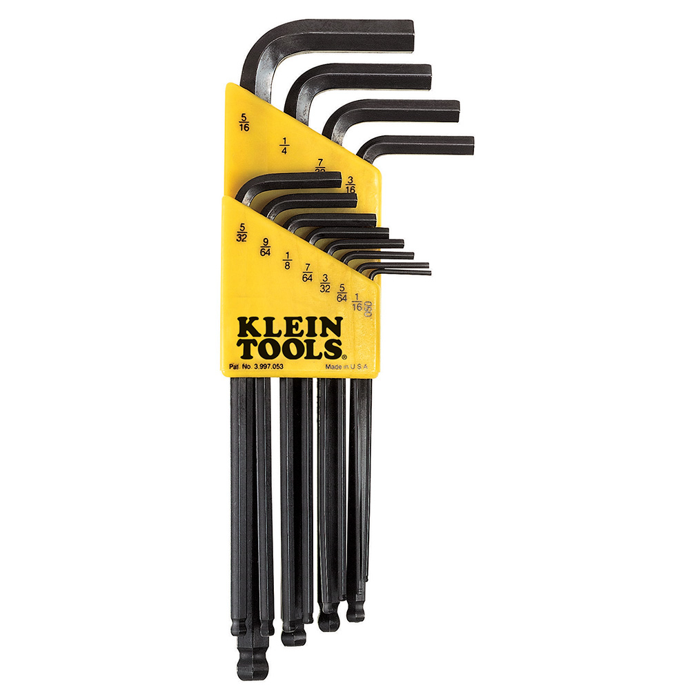 BLK12 Ball End Hex Key Caddy Set, 12 Pieces, 0.05 to 0.3125 in Hex, L-Handle Handle, Alloy Steel