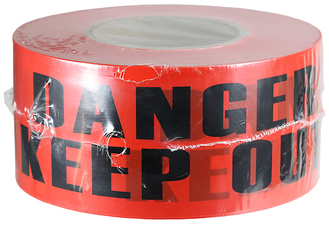 BT49 PC 5320 Reusable Barricade Tape, Red, 1000 ft L x 3 in W, DANGER KEEP OUT Legend, Polyethylene