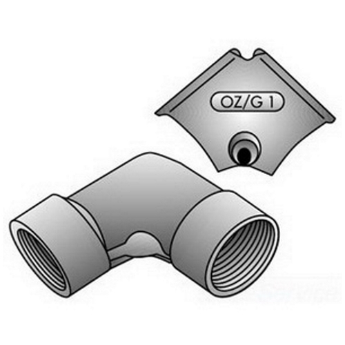CE-050 Female Type CE Corner Pulling Elbow, 1/2 in Trade, 90 deg, Malleable Iron, Zinc Electroplated