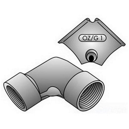 CE-075 Female Type CE Corner Pulling Elbow, 3/4 in Trade, 90 deg, Malleable Iron, Zinc Electroplated