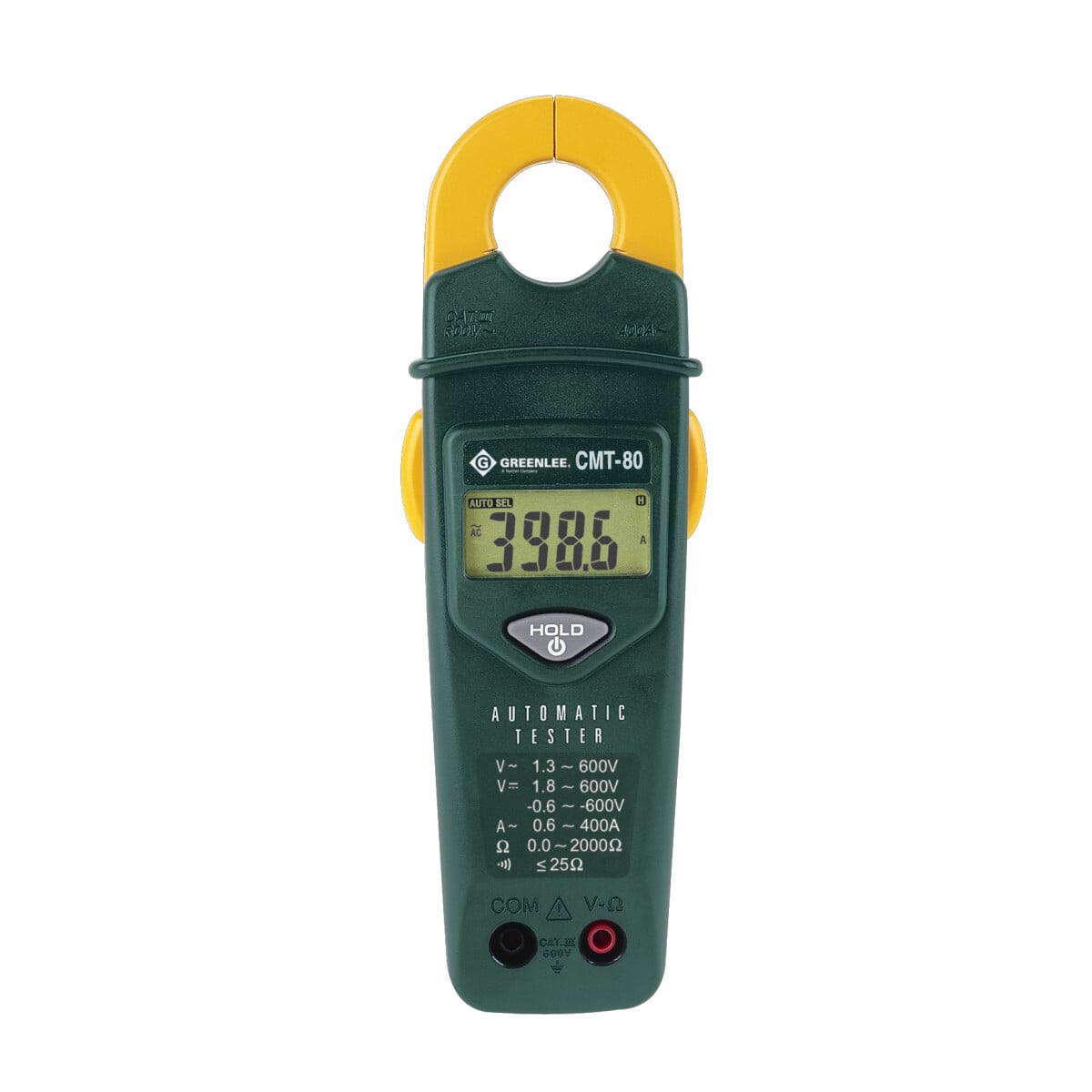 CMT-80 Clamp-On Meter/Electrical Tester, 0.9 to 400 A, 1.3 to 600 V AC, 999 Ohm/9.999 kOhm, 50 to 60 Hz/50 to 500 Hz, 1.06 in Jaw, LCD Display