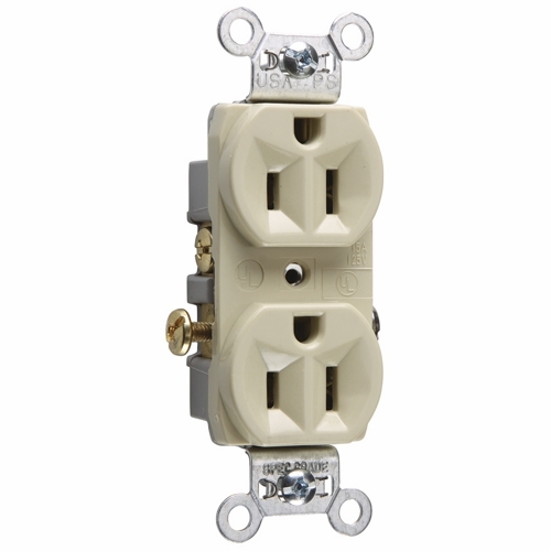 CR15I 15 Amp 125V Commercial Spec-Grade Duplex Receptacle, Side Wire, Ivory