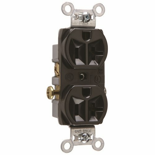 CR20BK 20 Amp 125V Commercial Spec-Grade Duplex Receptacle, Side Wire, Black