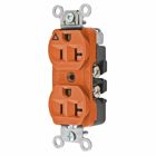 Straight Blade Devices, Receptacles, Duplex, Hubbell-Pro Heavy Duty, 2-Pole 3-Wire Grounding, 20A 125V, 5-20R, Orange, Single Pack, Isolated Ground.