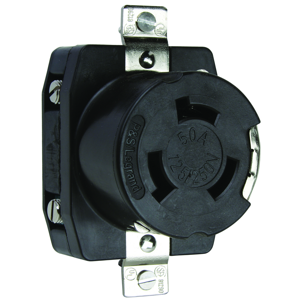 CR6369 50A 125/250V Corrosion-Resistant Single Receptacle, 3-Pole 4-Wire, Black