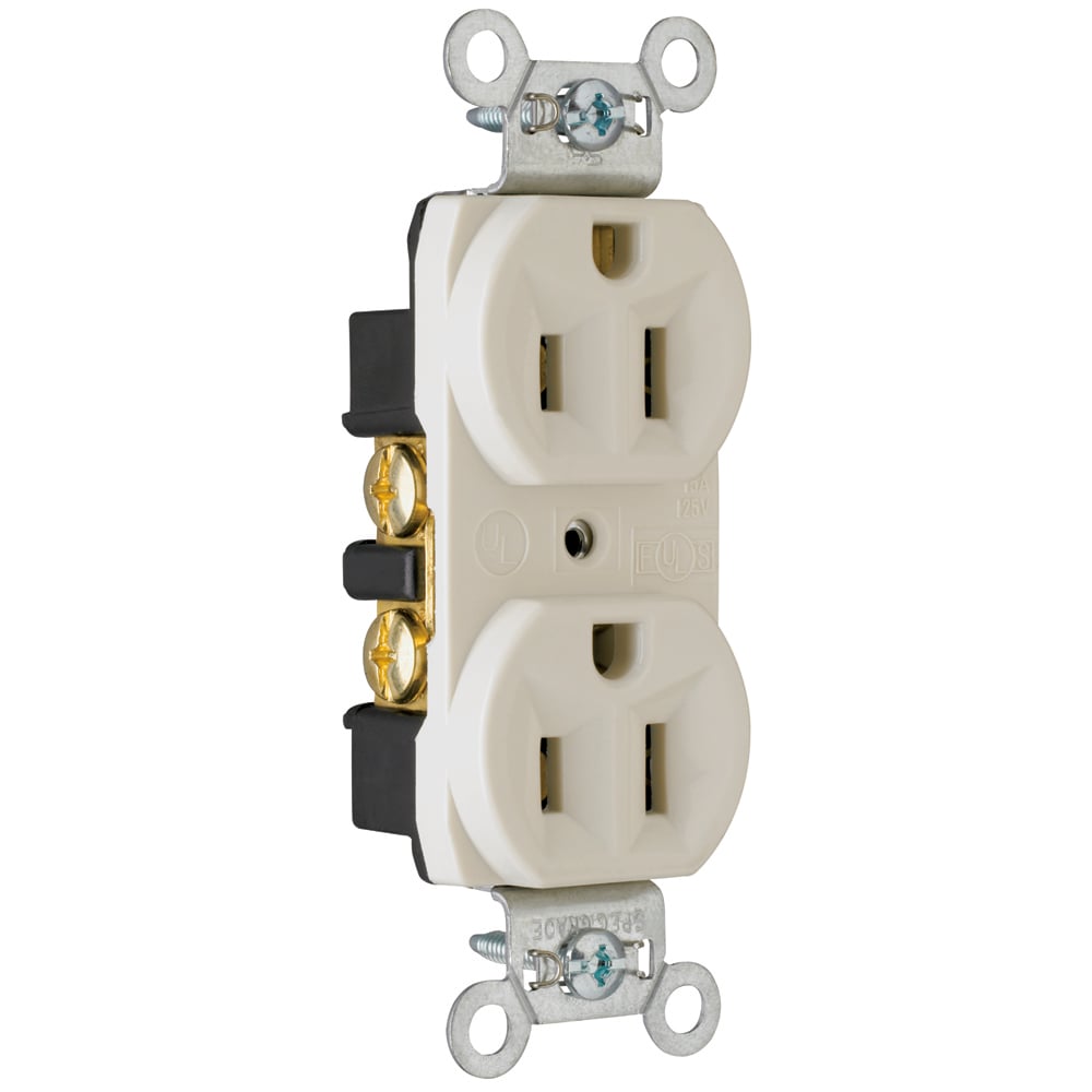 CRB5262LA 15 Amp 125V Commercial Spec-Grade Duplex Receptacle, Back and Side Wire, Light Almond