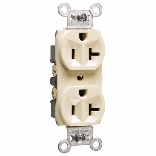 CRB5362LA 20 Amp 125V Commercial Spec-Grade Duplex Receptacle, Back and Side Wire, Light Almond