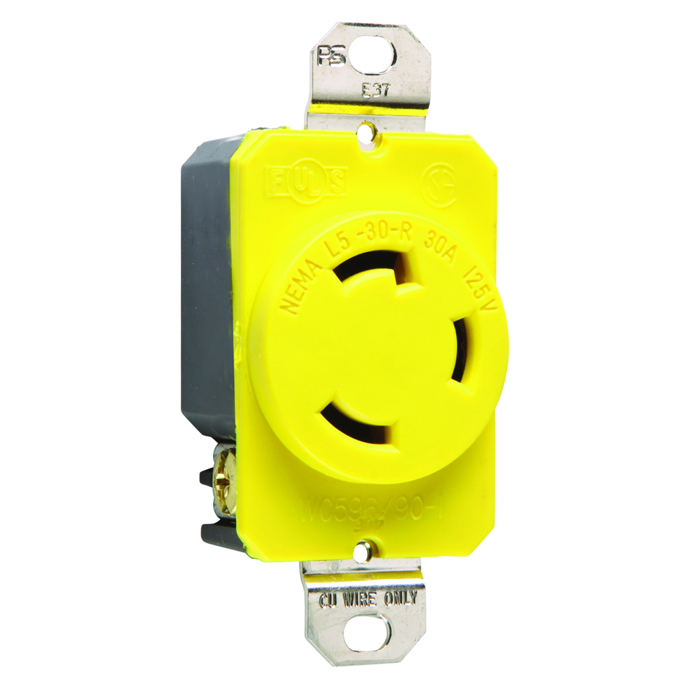 CRL530R 30A NEMA L530 - Single Receptacle, Yellow, Corrosion-Resistant