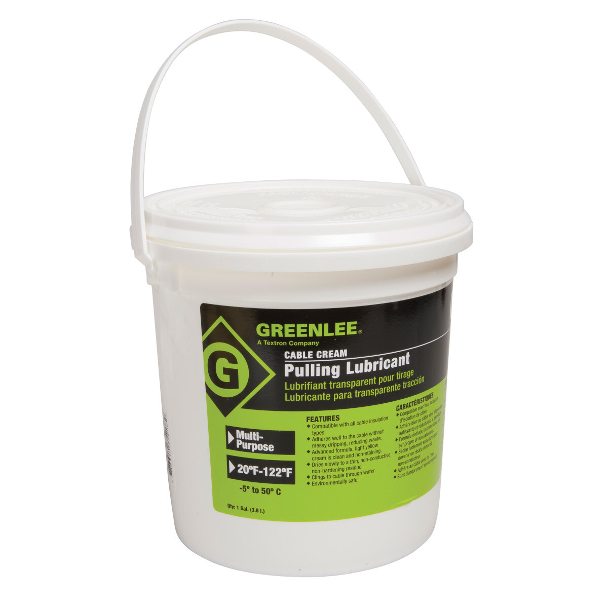 CRM-1 Cable-Cream Non-Flammable Non-Hazardous Pulling Lubricant, 1 gal Pail, Gel, Light Yellow, 1
