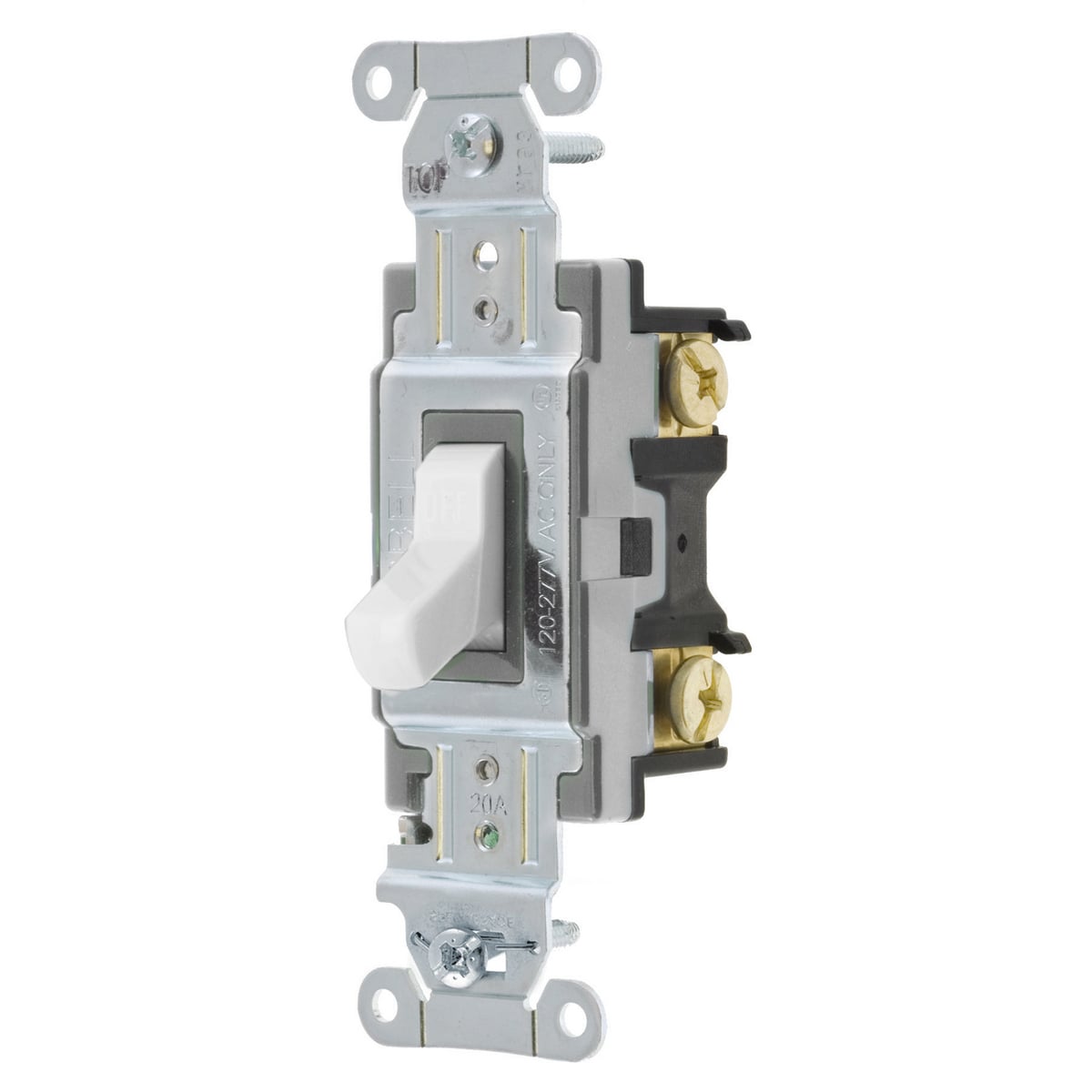 CS120W Standard AC Toggle Switch, 120 to 277 V AC, 20 A, 5540 W Power Rating, 2-Position Contact