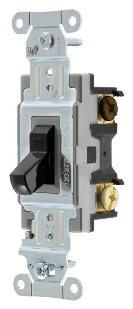 CS320 3-Way General Purpose Standard Toggle Switch, 120 to 277 V AC, 20 A, 5540 W Power Rating, 2-Position Contact