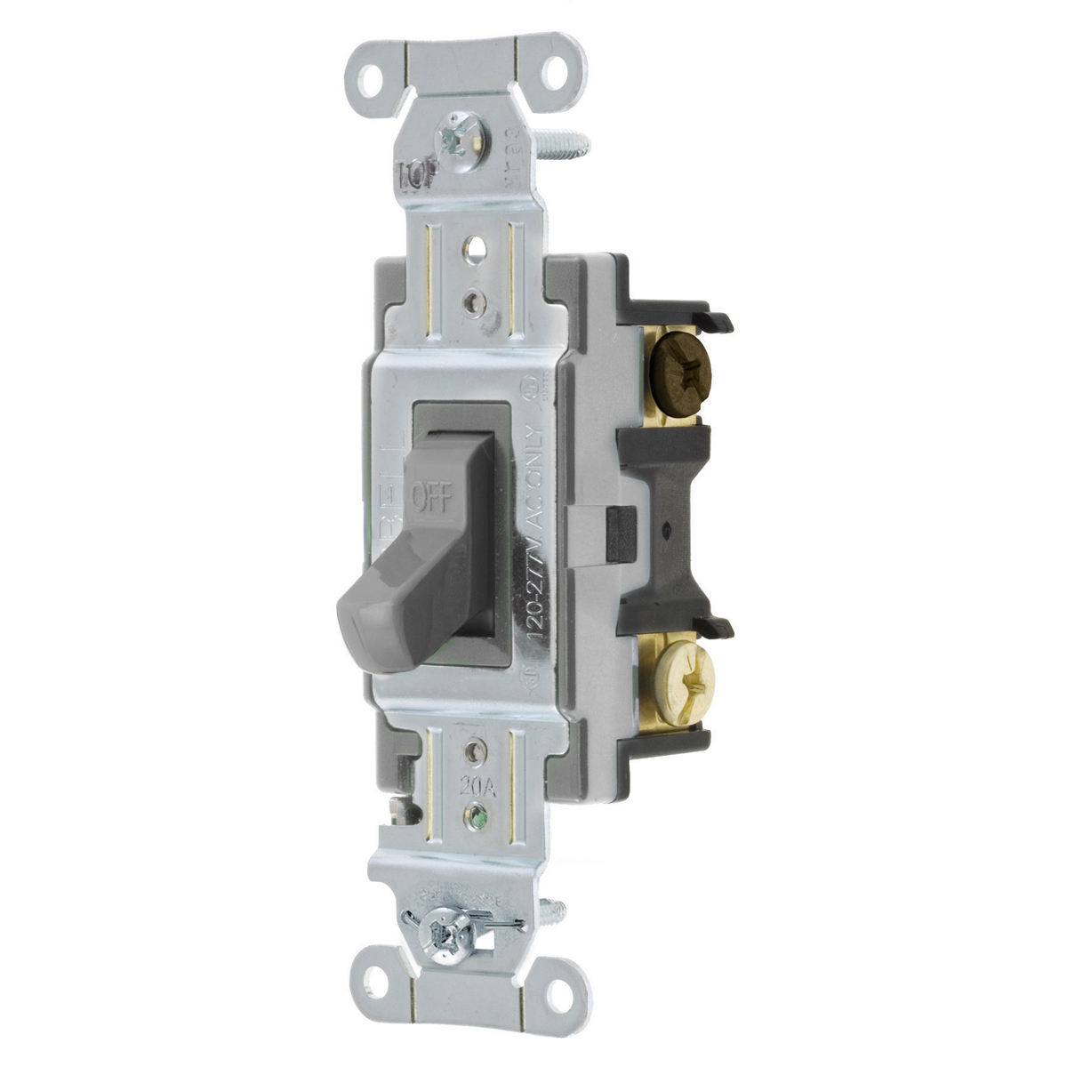 CS320GY 3-Way General Purpose Standard Toggle Switch, 120 to 277 V AC, 20 A, 5540 W Power Rating, 2-Position Contact