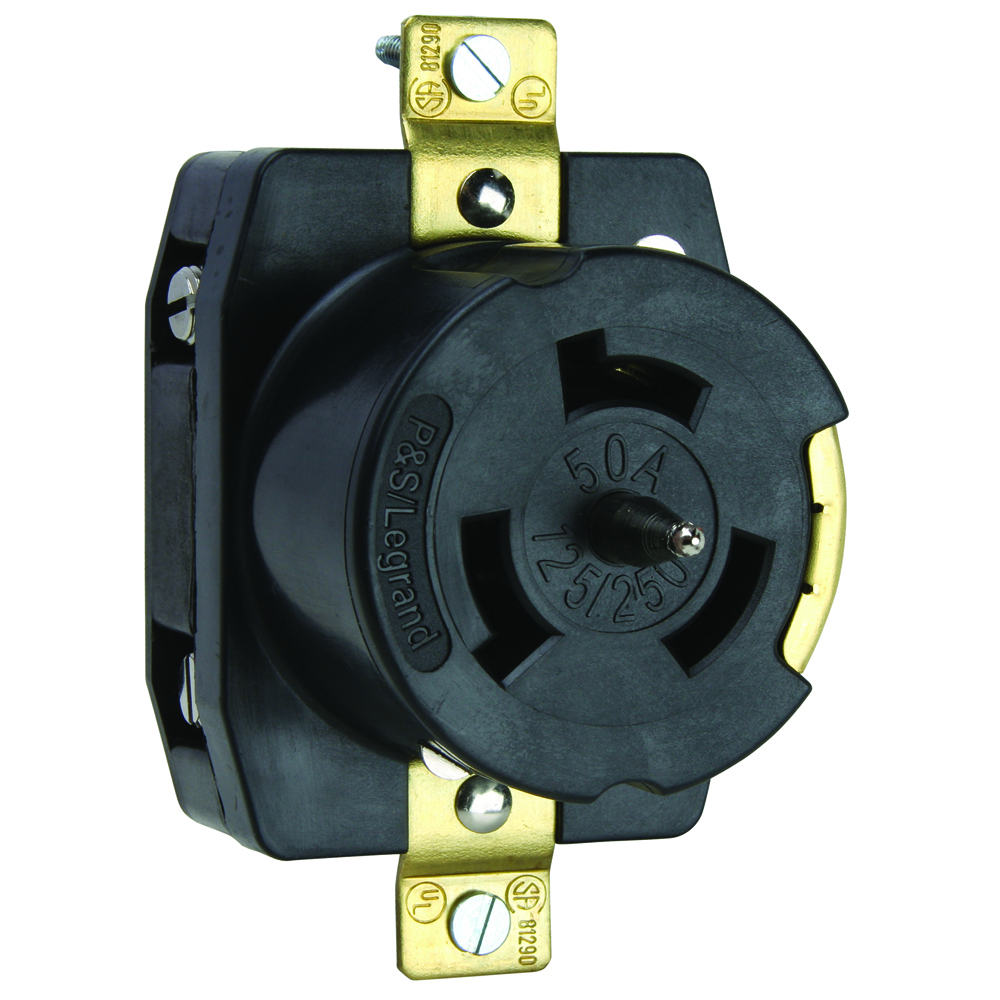 CS6369 50A 125/250V California Standard Single Receptacle, 3-Pole 4-Wire, Black