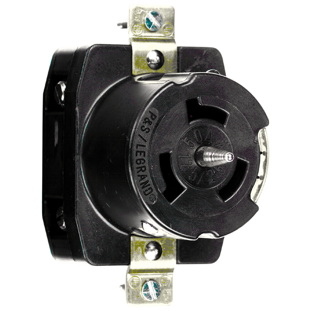 CS8169 50A 480V California Standard Single Receptacle, 3-Pole 4-Wire, Black