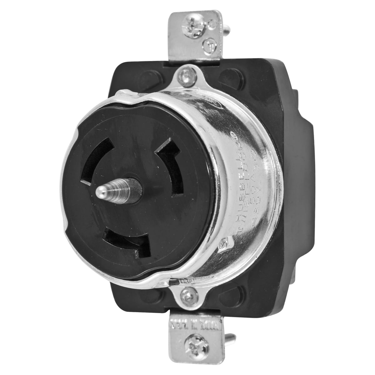 CS8169 3-Phase Grounding Single Standard Screw Mount Locking Receptacle, 480 V AC, 50 A, 3 Poles, 4 Wires, Black