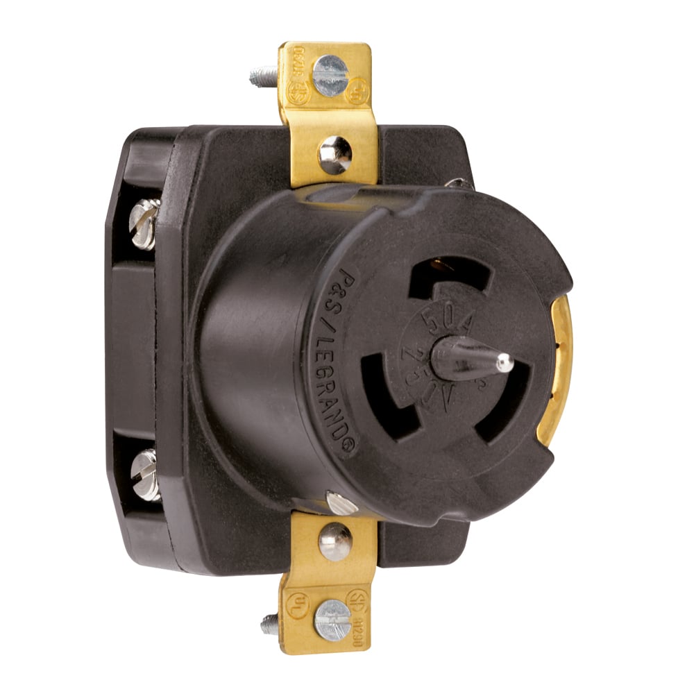 CS8369 50A 250V California Standard Single Receptacle, 3-Pole 4-Wire, Black