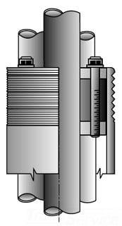 CSBI-400P-1 Type CSBI Conduit Sealing Bushing, 4 in Conduit, (1) 2.63 in, (2) 1.63 in, (3) 1.51 in, (4) 1.26 in AC Cable, Steel, PVC Coated