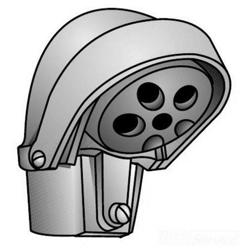 CT-150G Type CT Combination Entrance Cap, 1-1/2 in Trade, 6 (2) 3/4 in, (3) 1 in, (1) 17/32 in Holes, For Use With EMT, IMC and Rigid Conduit, Malleable Iron