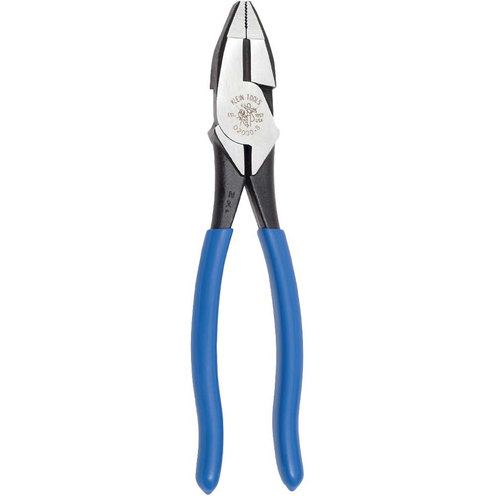 D2000-8 2000 Heavy Duty New England Nose Lineman's Plier, 1-7/16 in L x 1-7/64 in W x 5/8 in THK Jaw Tool Steel Jaw, Crosshatch Knurled Jaw Surface, 8.59 in OAL
