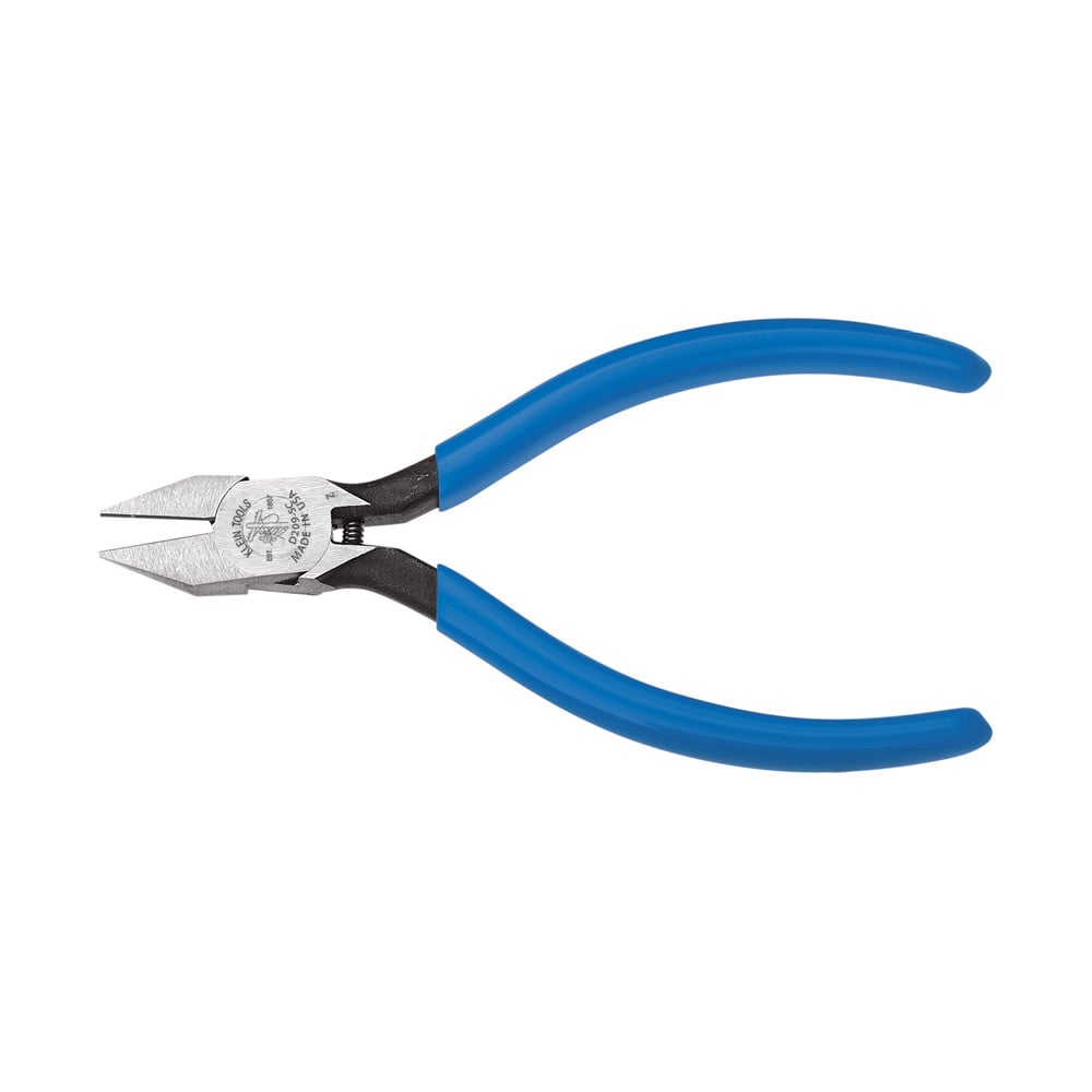 D209-5C Long Pointed Nose Electronics Hot-Riveted Midget Cutting Plier, 0.688 in L x 0.563 in W x 0.688 in THK Tool Steel Short Jaw, 5.063 in OAL, Semi-Flush Cut