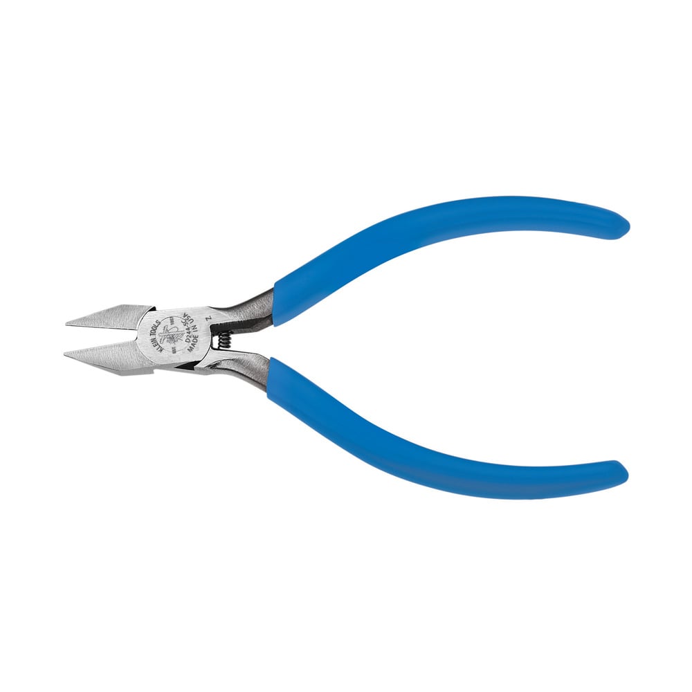 D244-5C Long Pointed Nose Electronics Hot-Riveted Cutting Plier, 0.688 in L x 0.5 in W x 0.688 in THK Tool Steel Narrow Jaw, 5.063 in OAL, Flush Cut
