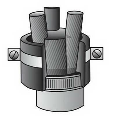 D-4002-1 1-Piece Retrofit Cable Support With Pozi-Grip S-Style Wedging Plug, 4 in, Surface Mount, Molded Canvas Bakelite