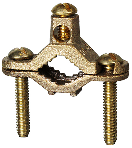 DB27 Bare Grounding Clamp, 10 to 2 AWG Conductor, Bronze