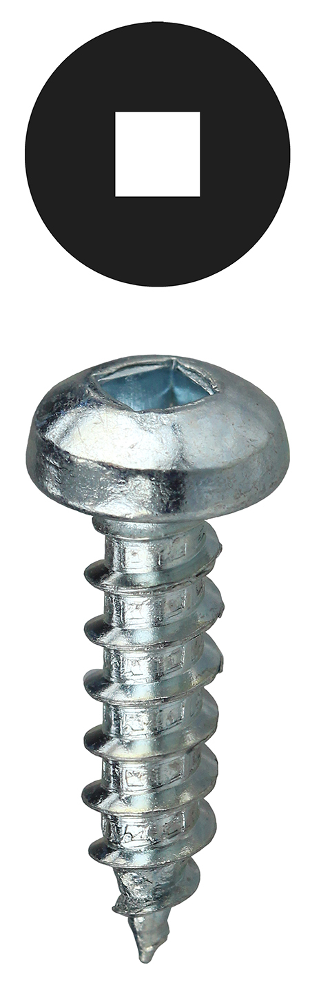 DDSMS834 Sheet Metal Screw, #8, 3/4 in OAL, Pan Head, Square Drive, Steel, Zinc Plated